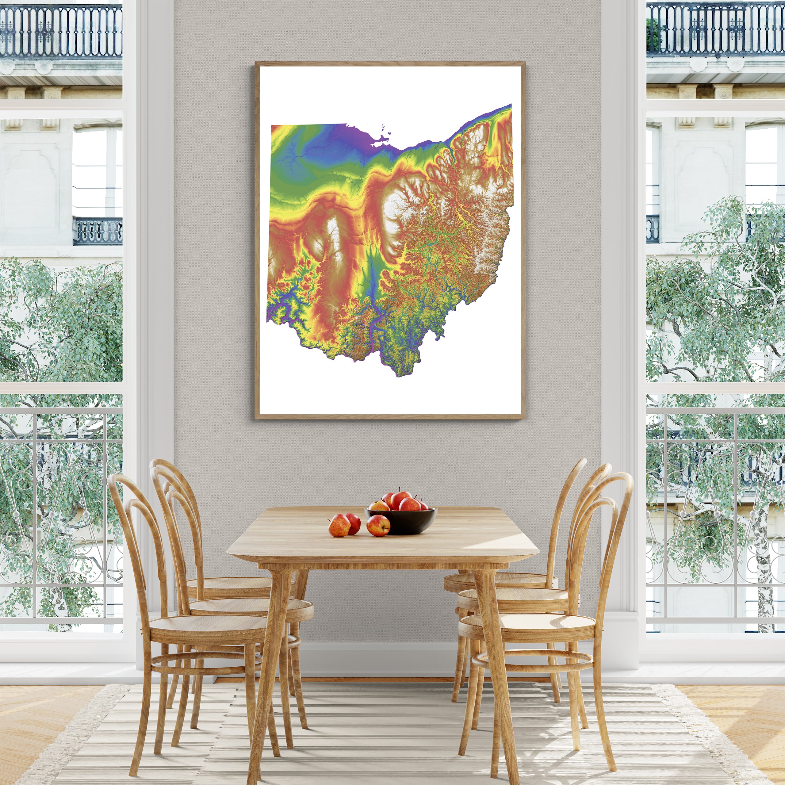 Ohio Color Elevation Map Wall Art Poster Print – SterlingCarto