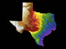 Texas Color Elevation Map Wall Art Poster Print With Black Background