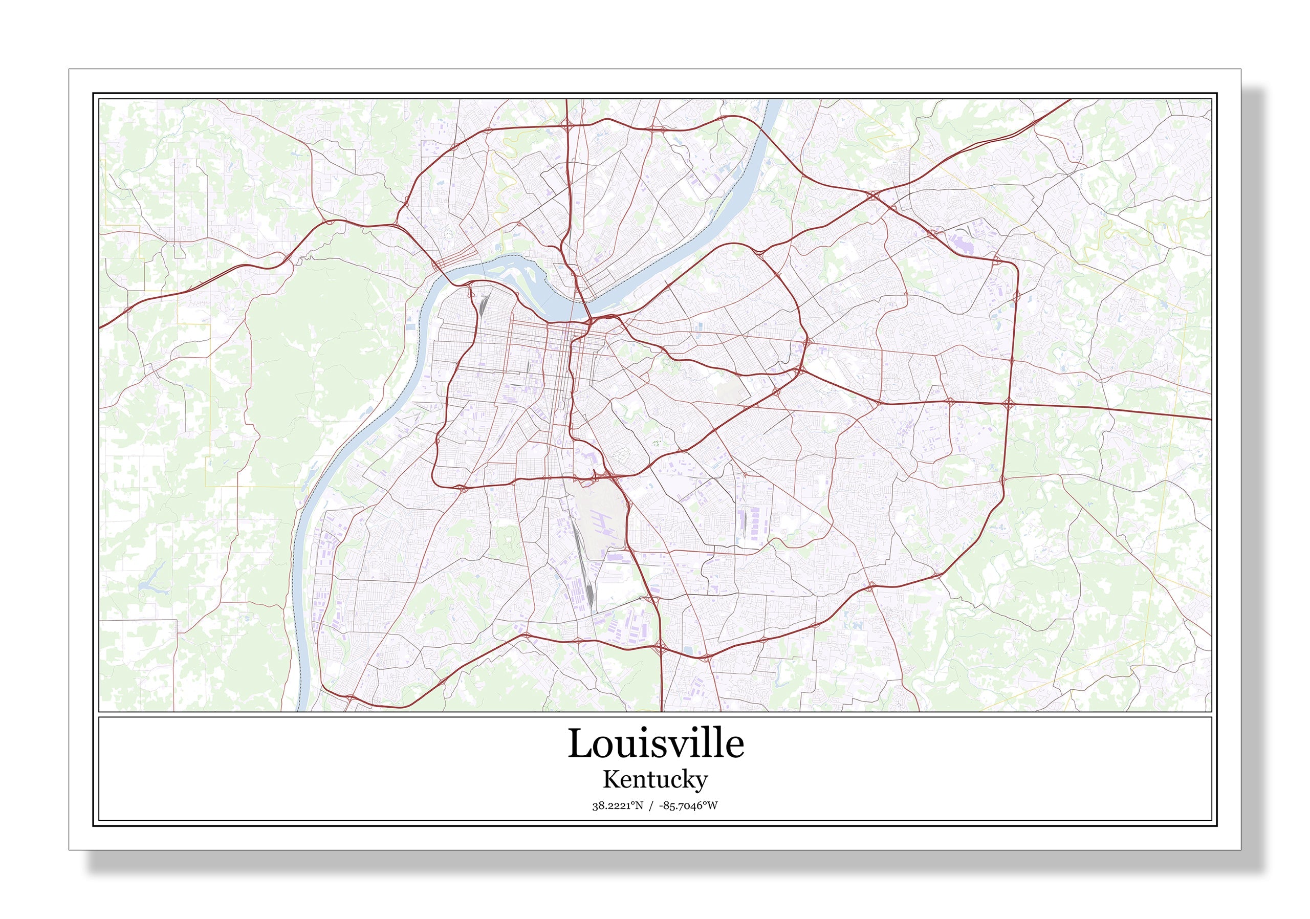 Louisville, Kentucky, USA City Map Cotton Shopper Tote Bag - Super