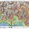 Elevation Map of the Weminuche Wilderness, Colorado Wall Art Poster Print
