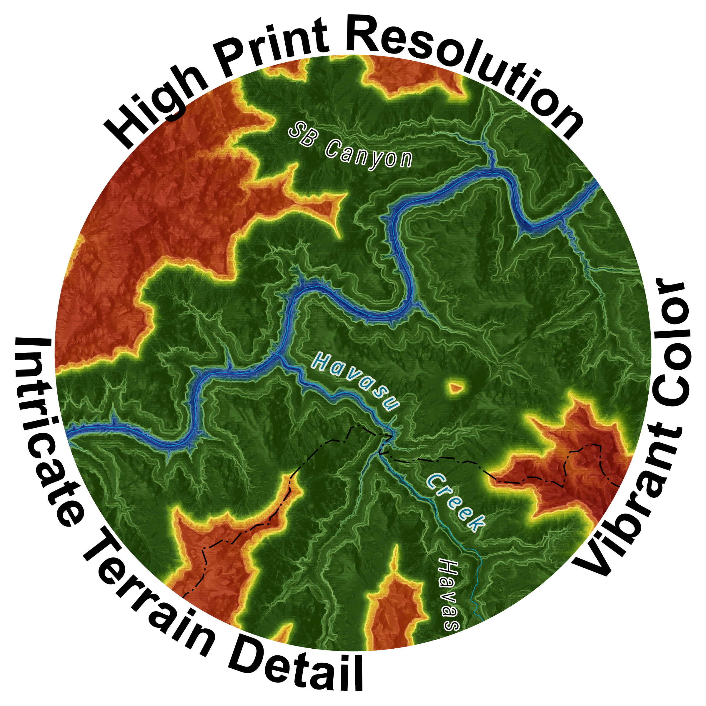 Grand Canyon Elevation Map 18x24 print detail
