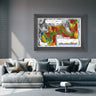Grand Canyon Elevation Map in frame on wall in living room