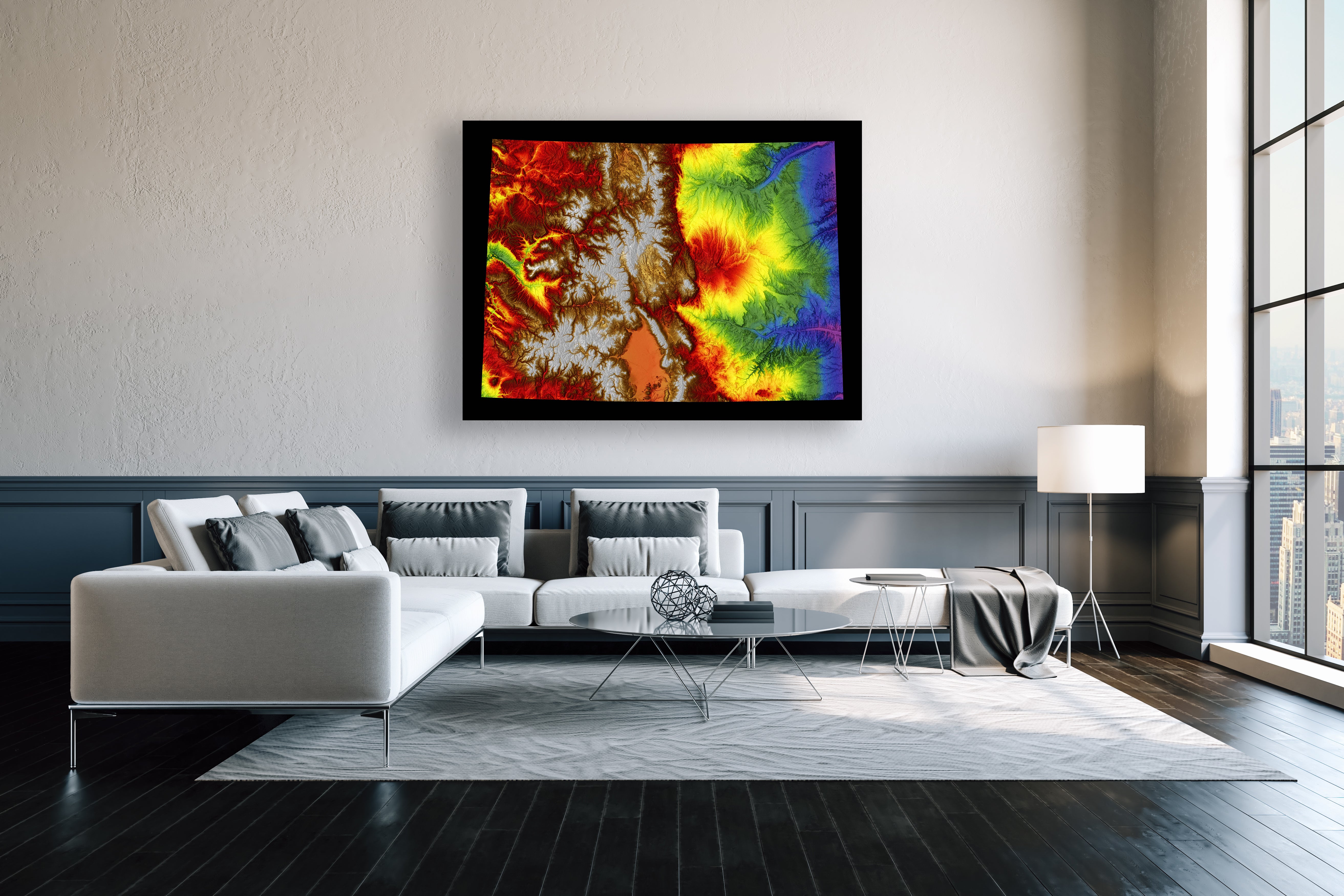 Colorado Color Elevation Map Wall Art Poster Print In Frame