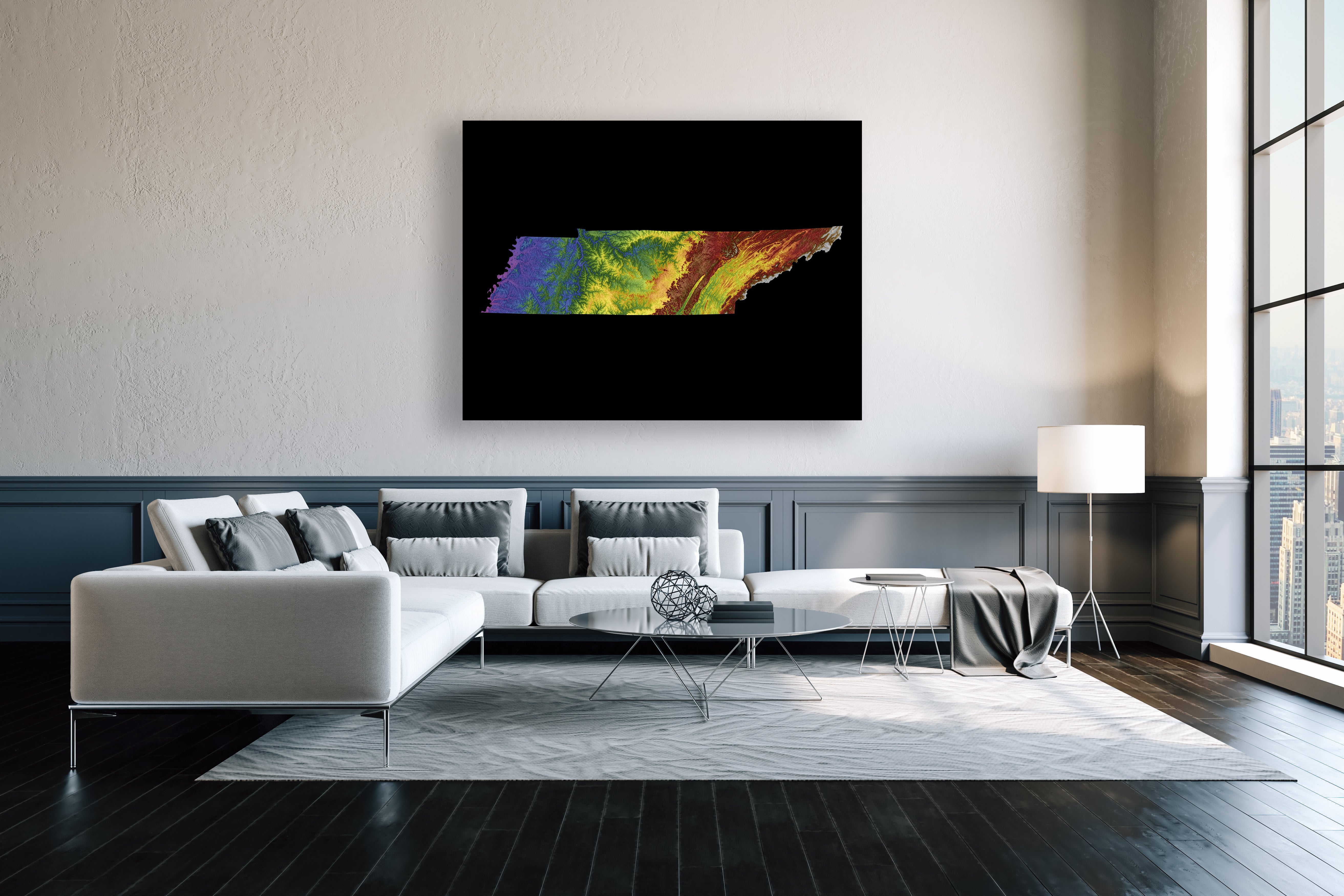 Tennessee Color Elevation Map Wall Art Poster Print In Frame